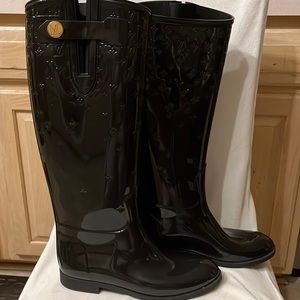 Louis Vuitton knee high rubber boots in excellent condition.